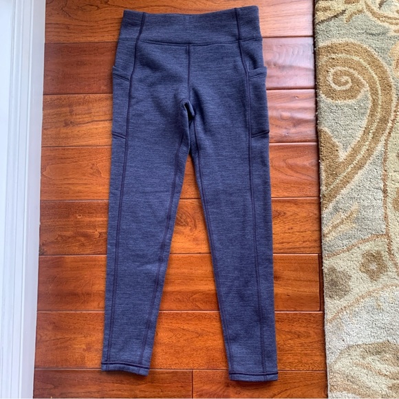 Athleta Girl Size L Polartec Stash Tight Legging Blue Navy Heather 793570 - Picture 2 of 15
